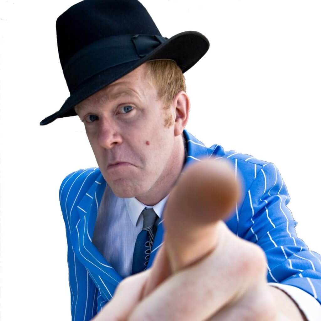 John-as-WR-Worst-pointing-Murder-YOU-Mysteries-Event