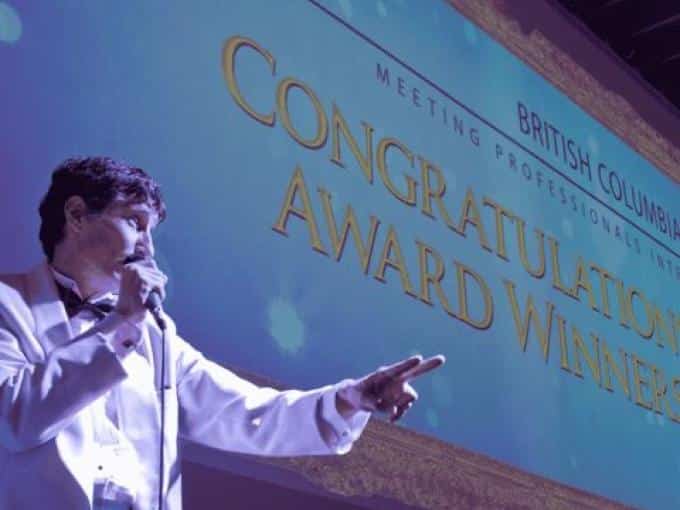 Emcee hosting with award winners