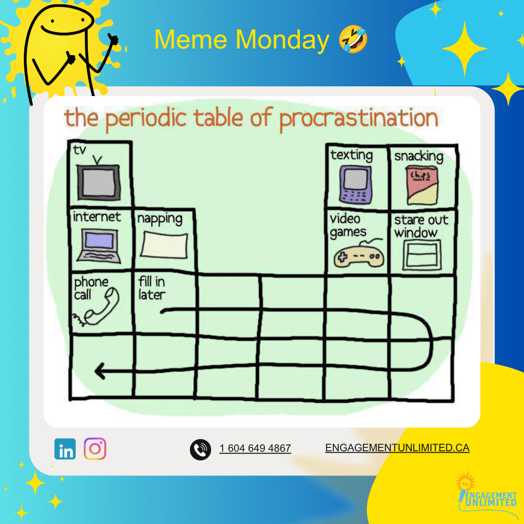 Monday Meme: a periodic-table joke about procrastination