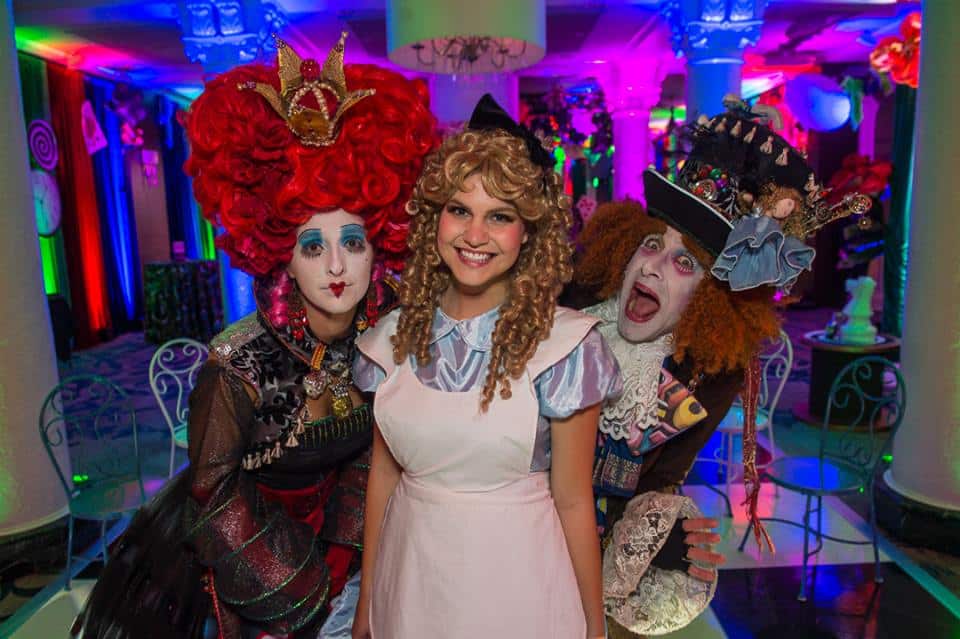 Alice in Wonderland costumed characters posing with guests — Engagement Unlimited roving character entertainment, Vancouver
