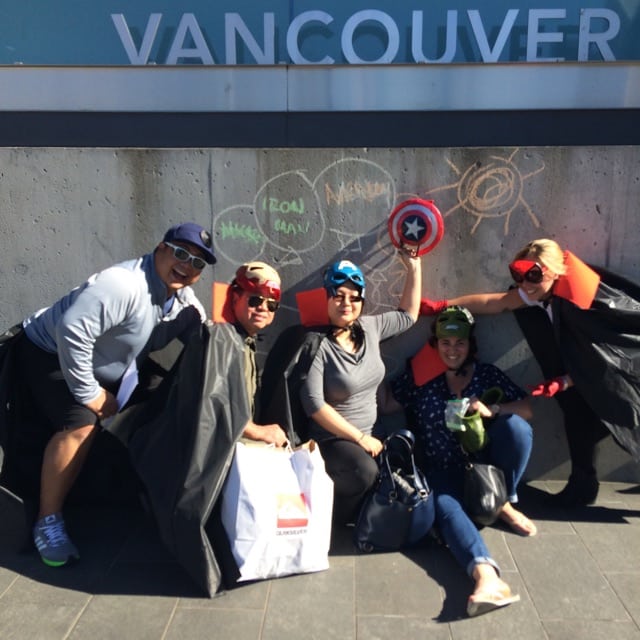 A team completes the sidewalk-chalk challenge