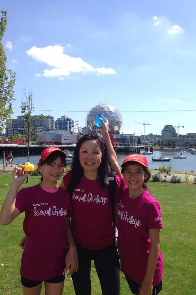 A family completes a challenge stop at Science World