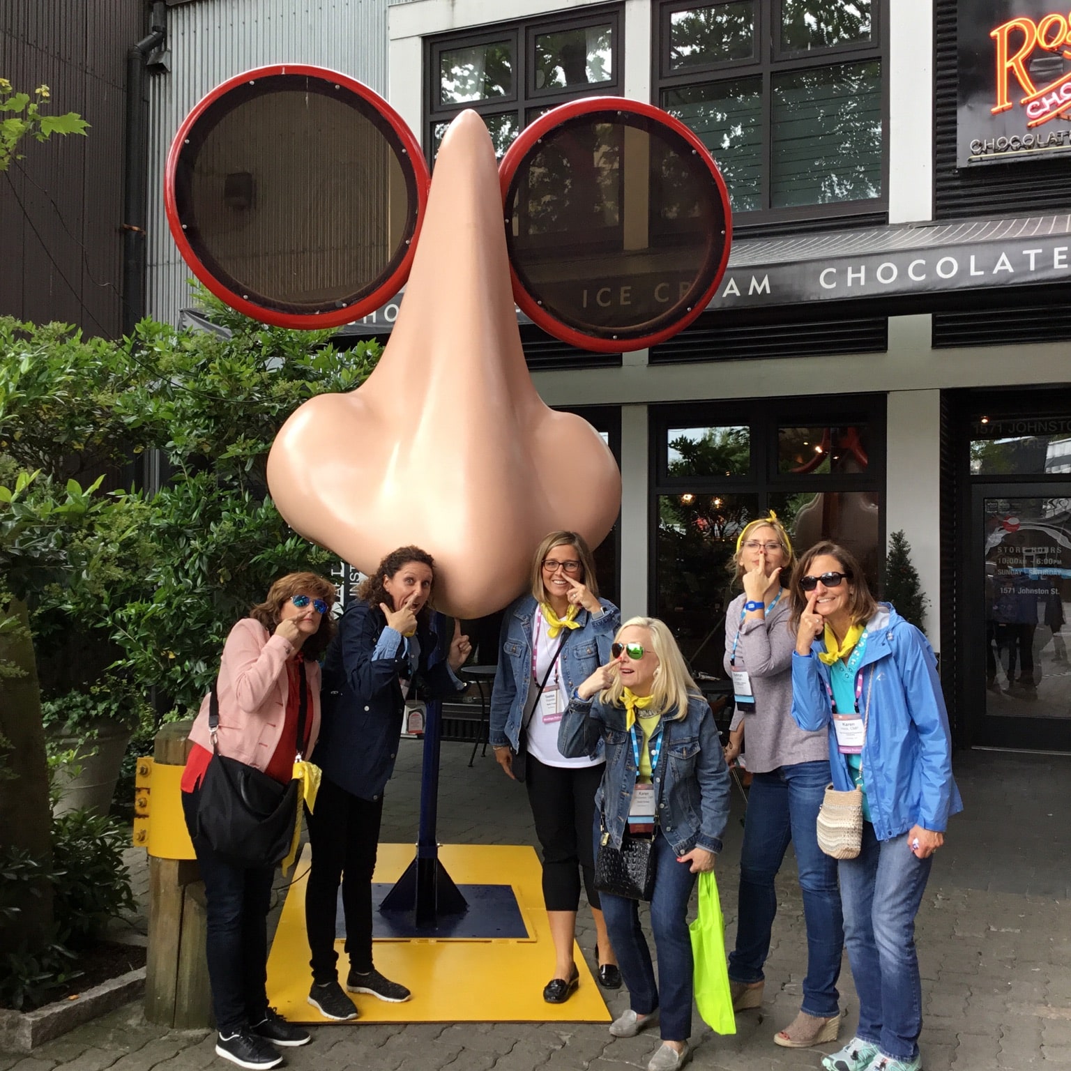 A team checks in at the Granville Island stop