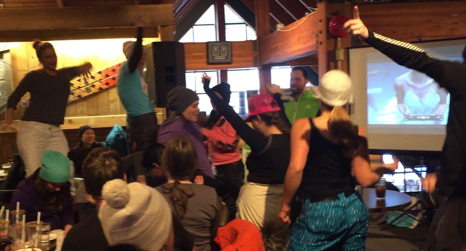 Guests taking part in a dance-off at a corporate event