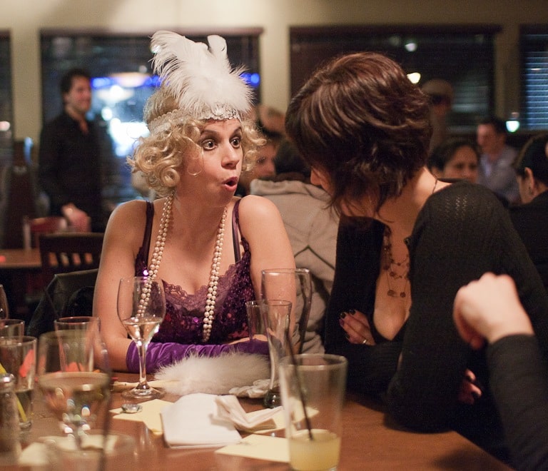 A performer as 'Mary' in the Cottonmouth Murder YOU Mystery