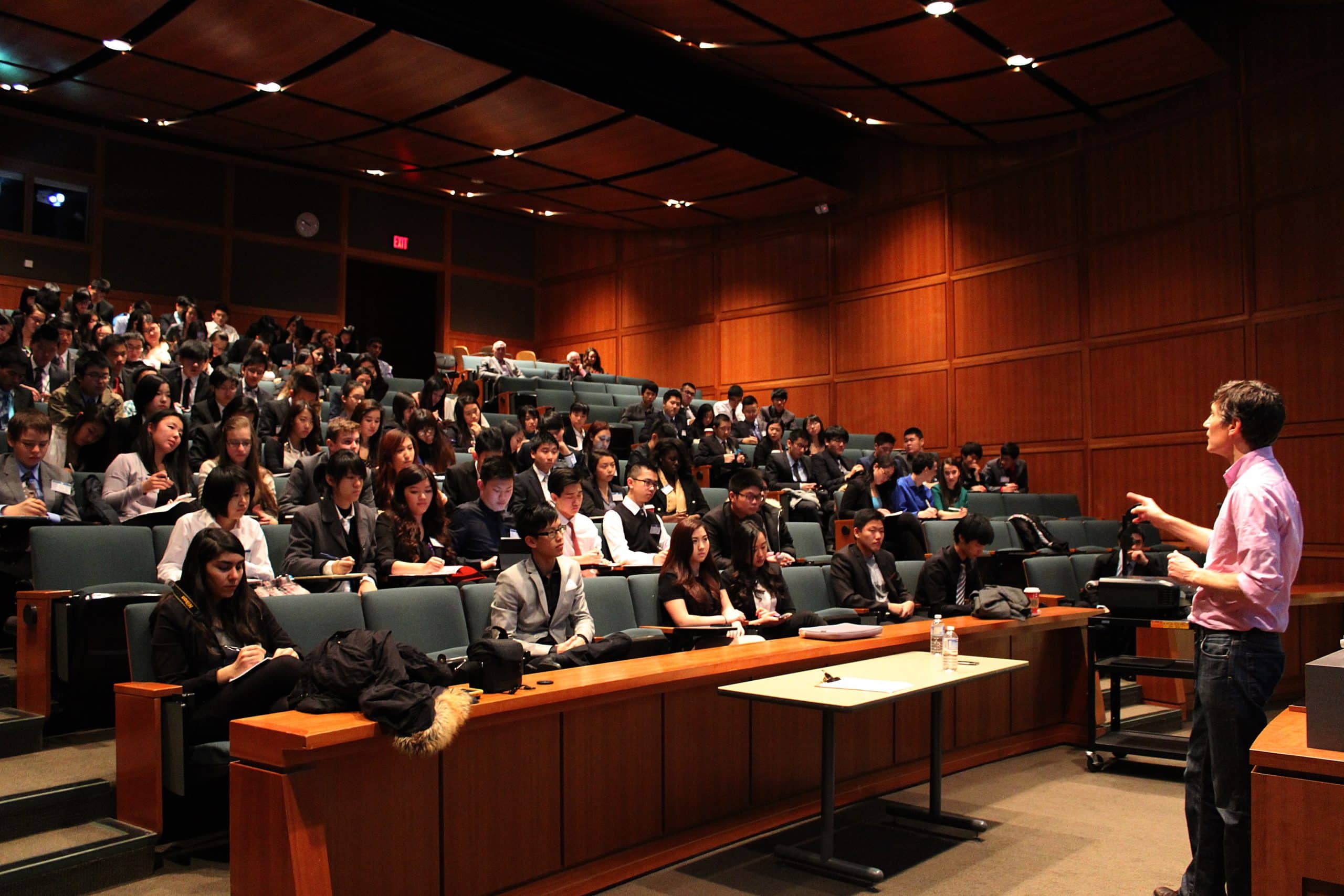 Roger presents to students at a Mini Enterprise conference