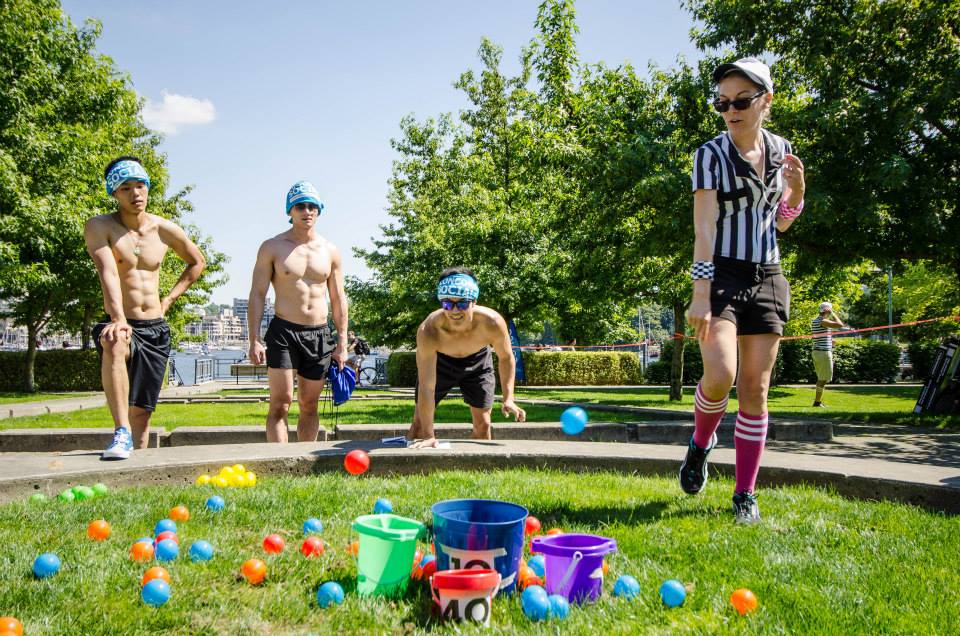 A team completes a seawall checkpoint challenge