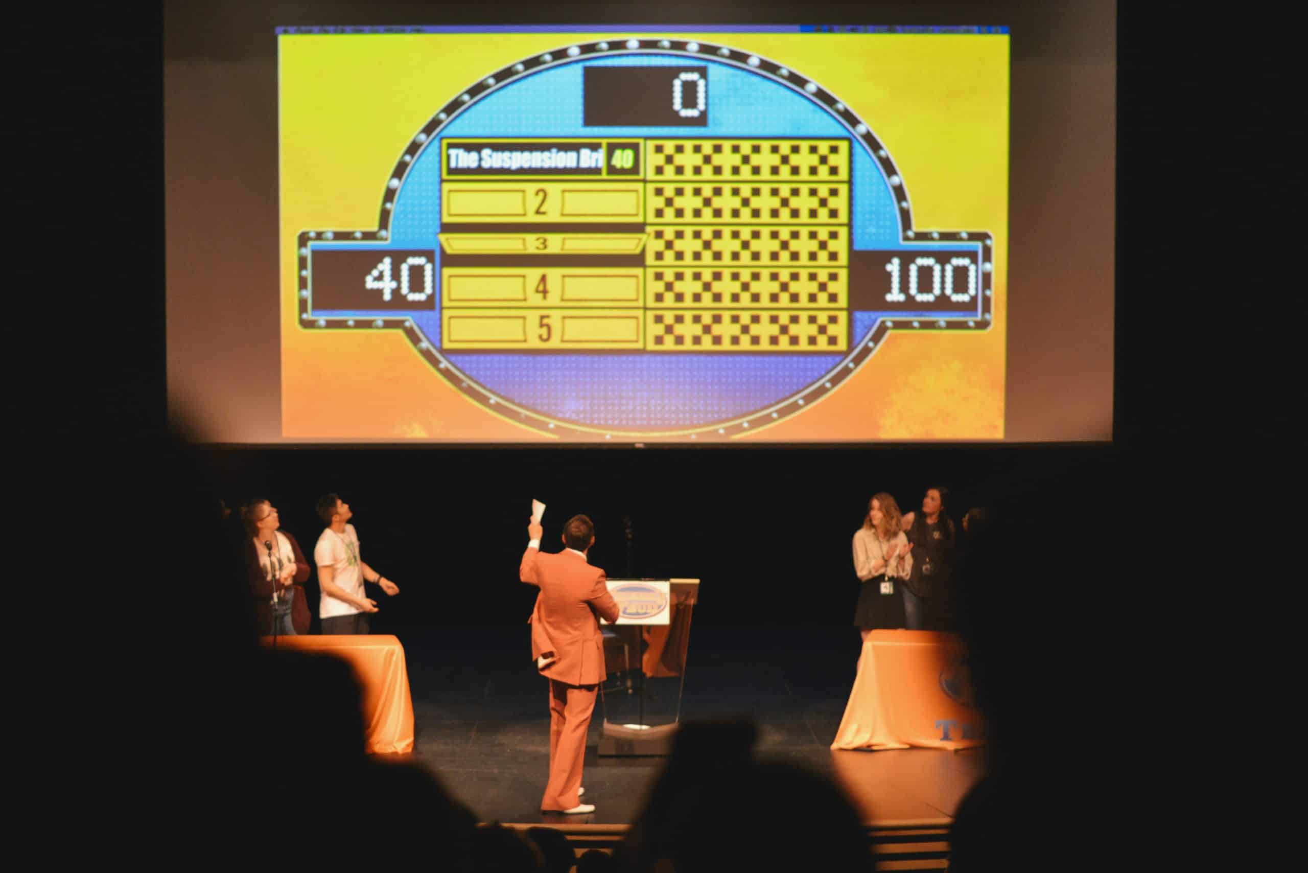 A stage-side view of a Family Friendly Feud game in progress