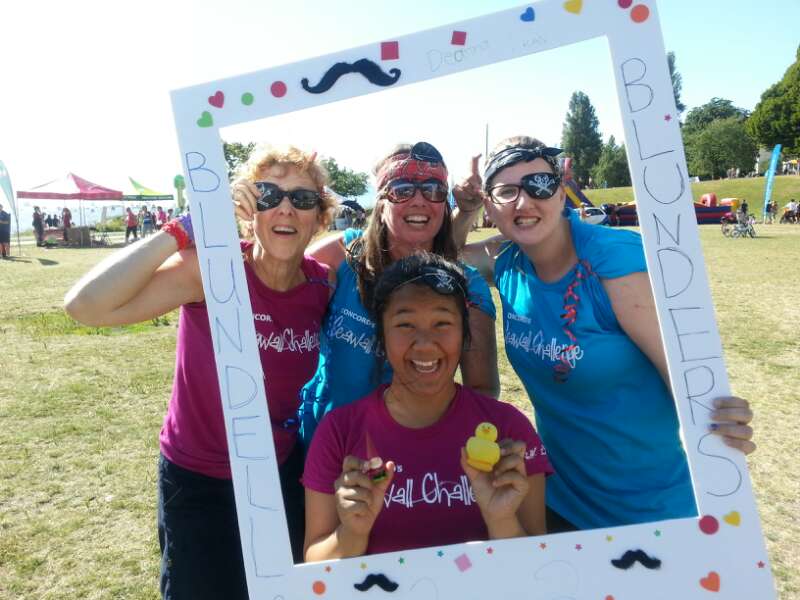 Teams celebrate at the Mission FUN-Possible finish line