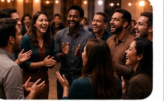 Team Harmony connection and warm-up phase - group singing exercise